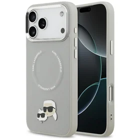 Karl Lagerfeld Karl & Choupette Pins Magnetinis dėklas telefonui iPhone 17 Pro - pilkas