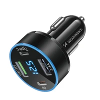 Wozinsky WDCCB automobilinis įkroviklis su ekranu 50W 2xUSB-C / 2xUSB-A - juodas