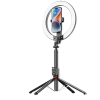 Blavec Selfie žiedo lempa Aluminium Aura LED RGB žiedas P-50 25cm trikojis + nuotolinio valdymo pultas + 2,3 metrai (RLP50-TRB23) juoda