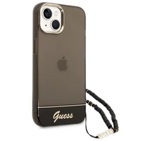 Guess GUHCP14MHGCOHK iPhone 14 Plus 6.7 "juodas/juodas kietas dėklas Translucent Pearl Strap
