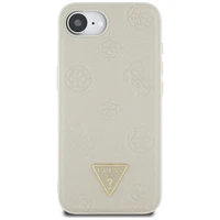 Guess Grained Hot Stamp Peony Triangle Logo Magnetinis dėklas telefonui iPhone 16e - smėlio