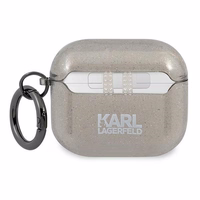 Karl Lagerfeld blizgus Karl's Head dėklas AirPods 3 ausinėms - juodas