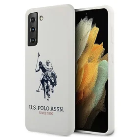 Dėklas telefonui US Polo USHCS21SSLHRWH S21 G991 baltas silikoninis su logotipu