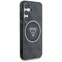 Guess 4G blizgus trikampių mygtukų magnetinis dėklas telefonui Samsung Galaxy S25 juodas