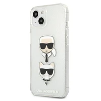 Karl Lagerfeld Glitter Karl's & Choupette Head Dėklas iPhone 13 mini - sidabrinis