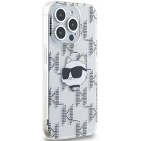 Karl Lagerfeld IML Choupette galvos ir monogramos dėklas iPhone 15 Pro - permatomas