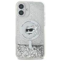 Karl Lagerfeld Liquid Glitter Choupette Head Magnetinis dėklas telefonui iPhone 16 - skaidrus