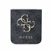 Guess Odinis 4G Metalinis Logotipas Dėklas telefonui Samsung Galaxy Z Flip 6 - Juoda