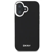 DKNY Paprastas sidabrinis logotipas magnetinis iPhone 16 dėklas - juodas