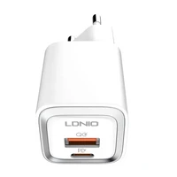 LDNIO A2318M sieninis įkroviklis USB, USB-C + USB-C - Lightning laidas