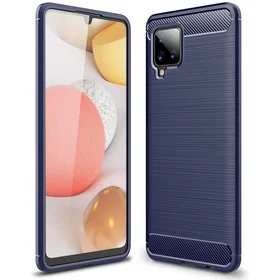 Carbon dėklas telefonui lankstus TPU dėklas Samsung Galaxy A42 5G mėlynas