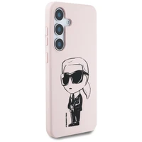Karl Lagerfeld silikoninis grafiti Ikonik logotipas su magnetiniu Samsung Galaxy S25 dėklas rožinis