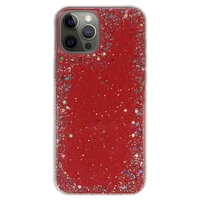 Skaidrus dėklas telefonui Iphone 12 Pro Max Raudonas