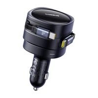 Baseus Enjoyment Max automobilinis įkroviklis su USB-C+USB-C kabeliais 60W juodas