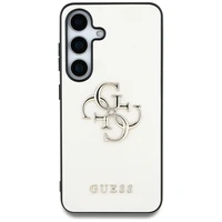 Guess Grained Big 4G Logo Small Classic Logo dėklas telefonui Samsung Galaxy S25 smėlio spalvos