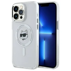 Karl Lagerfeld IML Metalinė Choupette galva MagSafe dėklas iPhone 14 Pro Max - baltas