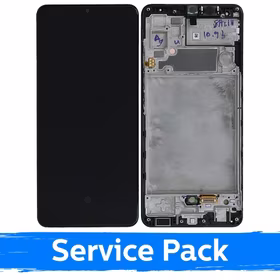 Ekranas skirtas Samsung A325 A32 4G juodas su rėmeliu (Service Pack)