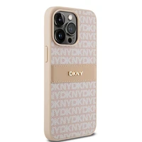 DKNY odinis Mono Stripe ir Metal Logo dėklas telefonui iPhone 15 Pro Max - rožinis