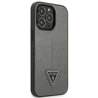 Guess Saffiano trikampio logotipo dėklas telefonui iPhone 13 Pro / 13 6.1" - sidabrinis