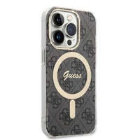 Rinkinys Guess GUBPP14LH4EACSK dėklas + įkroviklis iPhone 14 Pro 6.1" juodas kietas dėklas su 4G raštu Magnetinis