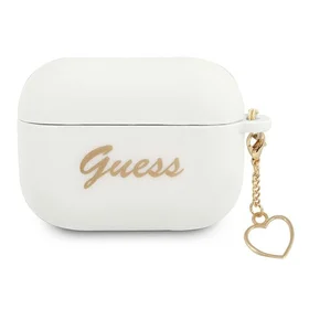 Guess GUAPLSCHSH AirPods Pro dėklas baltas silikoninis Charm Heart kolekcija