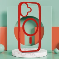 Akrilo spalvos Magnetinis dėklas telefonui Iphone 17 raudonas