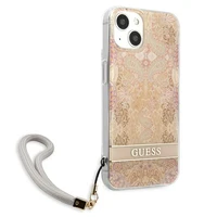 Guess GUHCP13SHFLSD iPhone 13 mini 5.4" auksinis/auksinis kietas dėklas Gėlių Dirželis