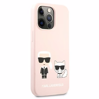 Karl Lagerfeld Silikoninis Karl&Choupette dėklas iPhone 13 Pro / iPhone 13 - šviesiai rožinis