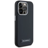 Karl Lagerfeld FW Metal Plate Magnetinis iPhone 15 Pro Max dėklas - juodas