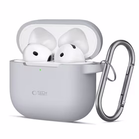Tech-Protect silikoninis dėklas su kabliuku AirPods 4 - pilkas