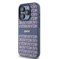 DKNY Odinis mono juosta ir metalinis logotipas dėklas telefonui iPhone 15 Pro - mėlynas