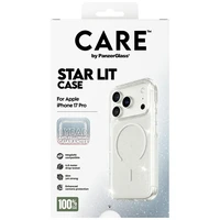 CARE by PanzerGlass Flagship Urban Explorer dėklas telefonui su baltu magnetiniu MagSafe, skirtas iPhone 17 Pro – skaidrus su blizgučiais