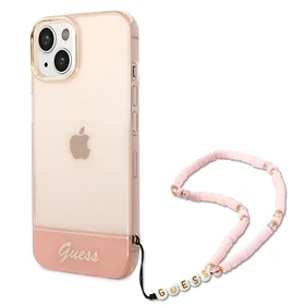 Guess GUHCP14MHGCOHP iPhone 14 Plus 6.7 "rožinis/rožinis kietas dėklas Translucent Pearl Strap