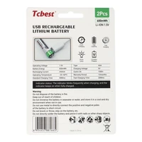 TCBEST įkraunama baterija R3 (AAA) 400 mAh su lizdu Type C + kabelis USB A į 2 x Type C 2 vnt.