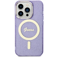 Guess GUHMP14LHCMCGU iPhone 14 Pro 6.1" violetinis/violetinis kietas dėklas Blizgučiai Auksas MagSafe