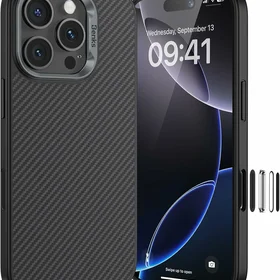 Benks Magnetinis Armor Pro Kevlar dėklas Metalinis rėmas 600D (D065) Iphone 16 Pro juodas (Kameros valdymo mygtukas)