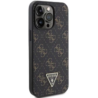 Guess 4G Triangle Metal Logo dėklas telefonui iPhone 14 Pro Max - juodas