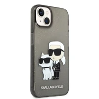 Karl Lagerfeld blizgus Karl&Choupette dėklas telefonui iPhone 14 Plus - juodas