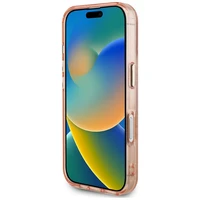 Guess IML Metal Glitter 4G Circle Triangle Magnetinis dėklas telefonui iPhone 16 - rožinis