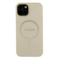 Guess GUHMP15SPSAHMCB iPhone 15 6.1" auksinis/auksinis kietas dėklas Saffiano MagSafe
