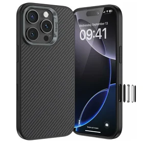 Benks Magnetinis Armor Pro Kevlar dėklas su metalo rėmu 600D (AD66) Iphone 16 Pro Max juodas ( Kamera valdymo mygtukas )