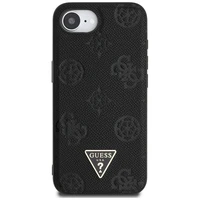 Guess Grained Hot Stamp Peony Triangle Logo Magnetinis dėklas telefonui iPhone 16e - juodas