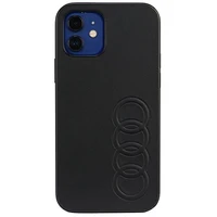 Audi sintetinės odos dėklas telefonui iPhone 12/12 Pro 6.1" juodas/juodas kietas dėklas AU-TPUPCIP12P-TT/D1-BK