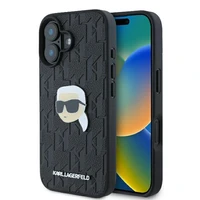 Karl Lagerfeld Monograma Karl Galva Smeigtukas iPhone 16 Dėklas - Juodas