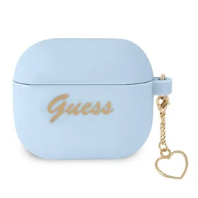 Guess GUA3LSCHSB AirPods 3 dėklas mėlynas silikoninis Charm Heart kolekcija