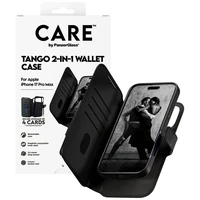 CARE by PanzerGlass Funkcinis Tango 2in1 Piniginės dėklas Magnetinis iPhone 17 Pro Max - Juodas