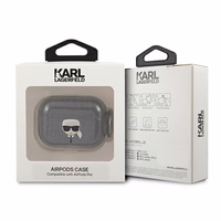 Karl Lagerfeld KLAPUKHGK AirPods Pro dėklas juodas Glitter Karl's Head