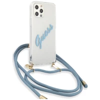 Guess GUHCP12LCRTVSBL iPhone 12 Pro Max 6.7" mėlyna/mėlyna kietas dėklas Script Vintage
