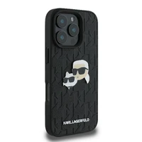 Karl Lagerfeld Monograma Karl & Choupette Head Pin dėklas telefonui iPhone 16 Pro Max - juodas