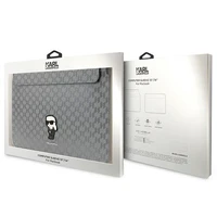 Karl Lagerfeld Saffiano Monograma Ikonik dėklas 14" nešiojamam kompiuteriui - sidabrinis